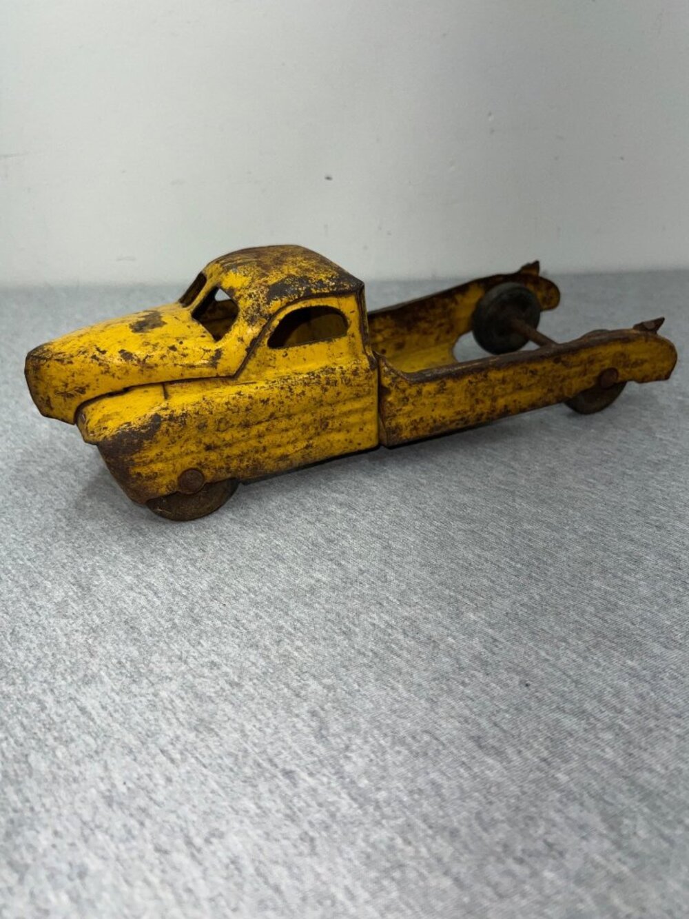 Vintage Buddy L Yellow Metal Toy‎ Dump Truck Distressed Patina 1950s Style